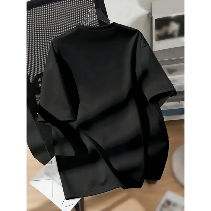 MDB New York Baskılı Oversize Bisiklet Yaka Tshirt  iyah