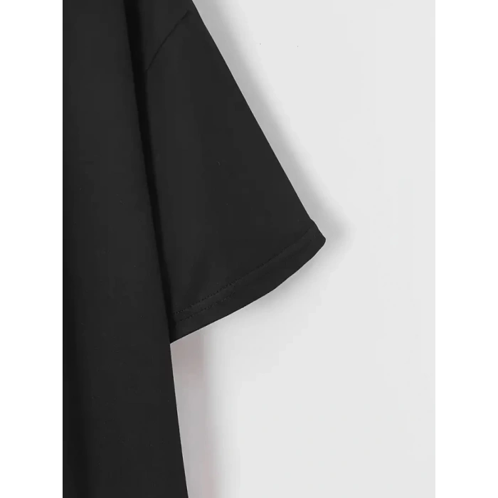 MDB New York Baskılı Oversize Bisiklet Yaka Tshirt  iyah