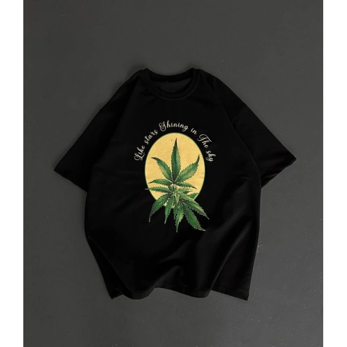 MDB Ön Ve Arka Baskılı Oversize Bisiklet Yaka Tshirt iyah