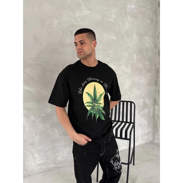 MDB Ön Ve Arka Baskılı Oversize Bisiklet Yaka Tshirt iyah