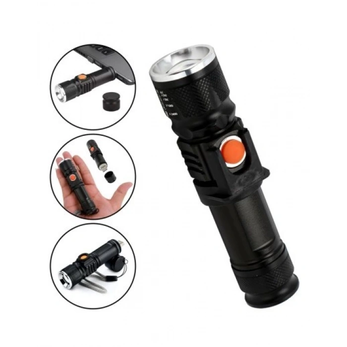 P50 LED ŞARJLI MIKNATISLI USB EL FENERİ