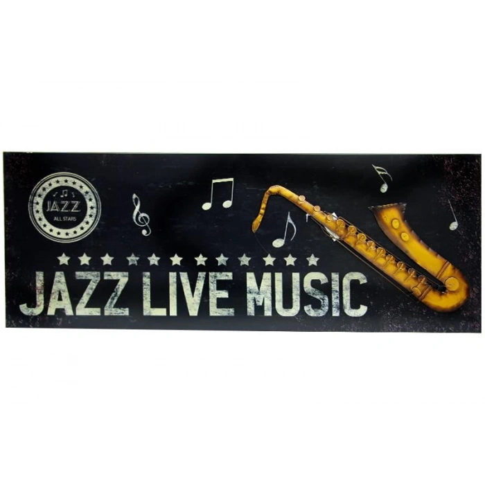 Pano Saksafon Vintage Müzik Temalı Dekoratif Hediyelik