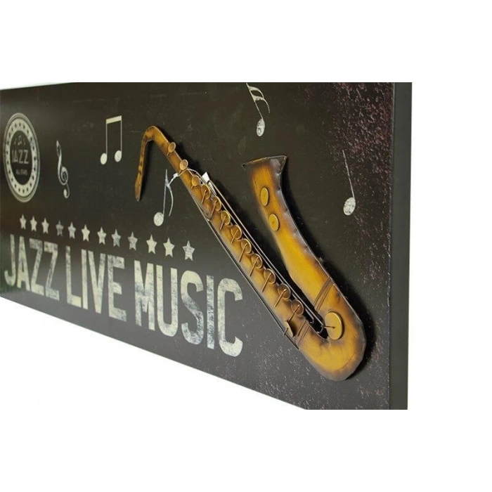 Pano Saksafon Vintage Müzik Temalı Dekoratif Hediyelik