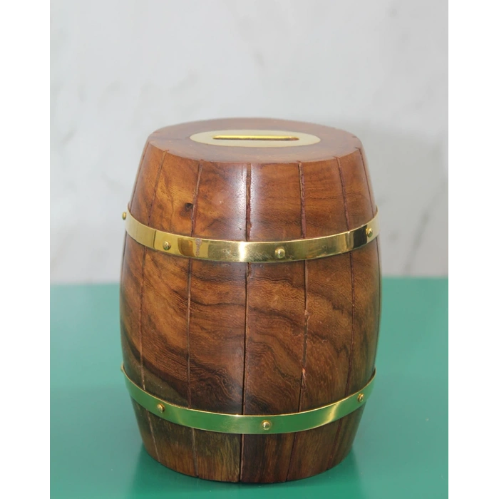 MDB Pirinç Detaylı Fıçı Kumbara Model 4