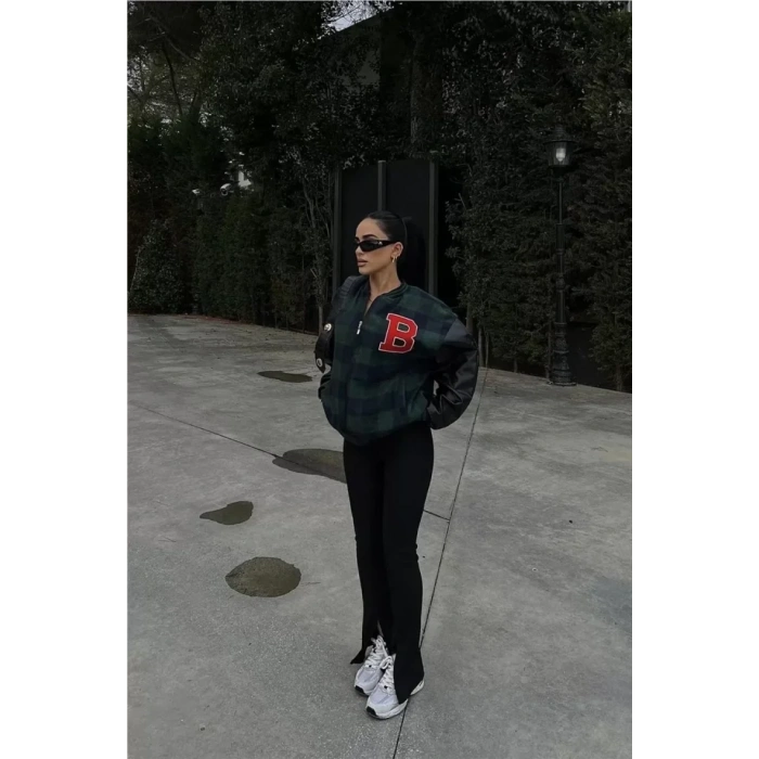 MDB Pötikare Desen Nakışlı Kolej Ceket  Haki