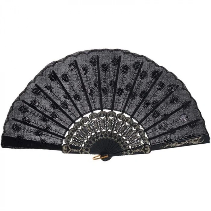 Pullu Yelpaze Siyah 12 Adet