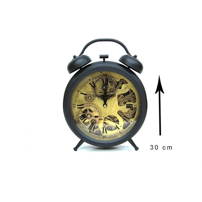 Retro Masaüstü Metal Çarklı Saat Roma Rakamlı Köstek Modeli