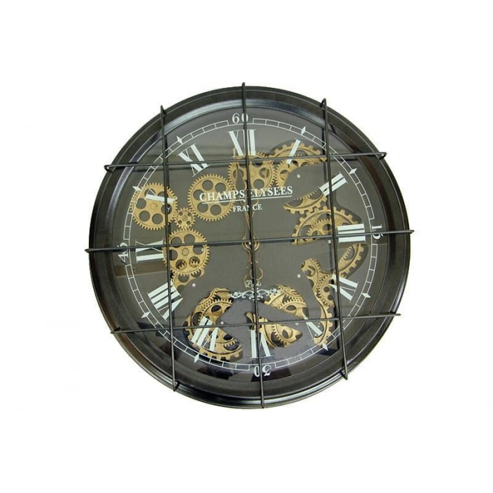 Saat Çarklı Izgaralı Duvar Saati Dekoratif Ev Ofis Hediyelik