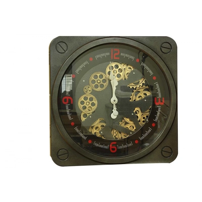 Saat Çarklı Kare Duvar Saati Dekoratif Ev Ofis Hediyelik