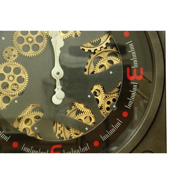 Saat Çarklı Kare Duvar Saati Dekoratif Ev Ofis Hediyelik