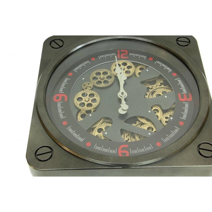 Saat Çarklı Kare Duvar Saati Dekoratif Ev Ofis Hediyelik