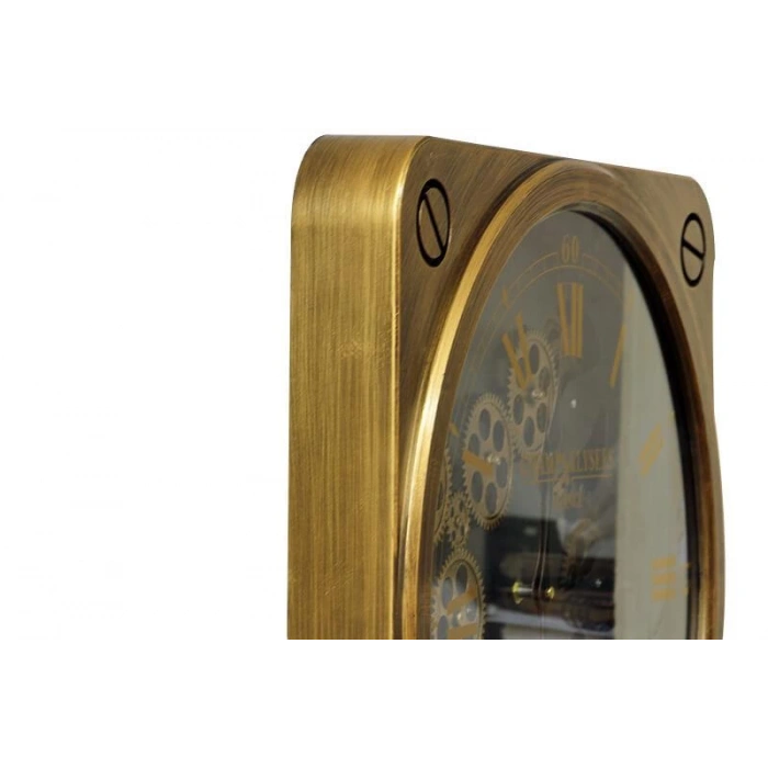 Saat Çarklı Kare Roma Rakamlı Duvar Saati Dekoratif Hediyelik