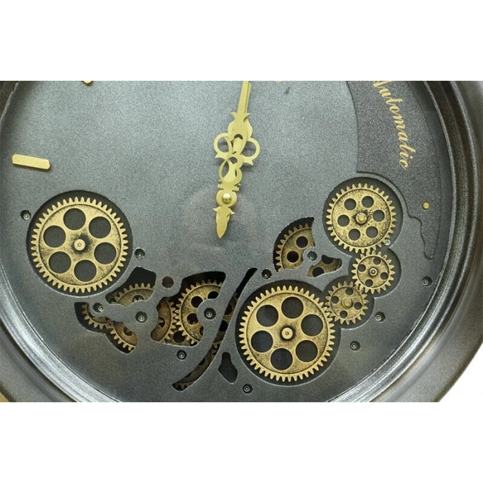 Saat Çarklı Yuvarlak Duvar Saati Dekoratif Hediyelik