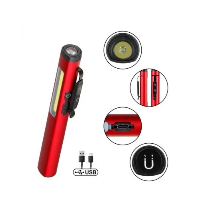 ŞARJLI MIKNATISLI ÇALIŞMA LAMBASI CEP FENERİ