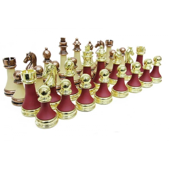 Satranç Taşı Zamak Polyester Krem Bordo Dekoratif Hediyelik