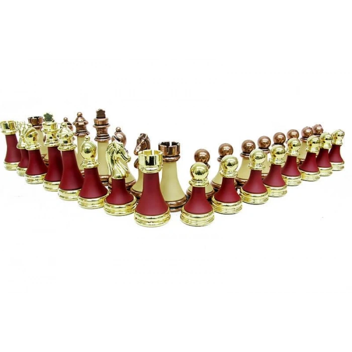 Satranç Taşı Zamak Polyester Krem Bordo Dekoratif Hediyelik