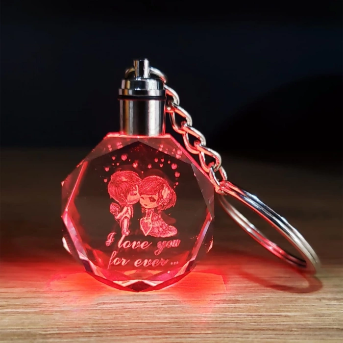 MDB Sevimli Çift Tasarımlı Kristal Renk Değiştiren Anahtarlık