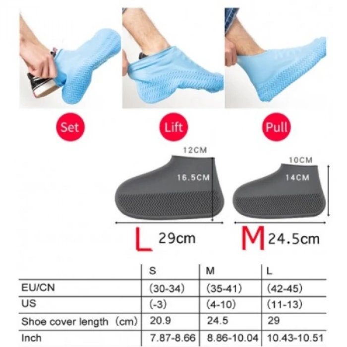 MDB Silikon Ayakkabı Kılıfı Kaymaz Su Kir Geçirmez  M Beden Beyaz