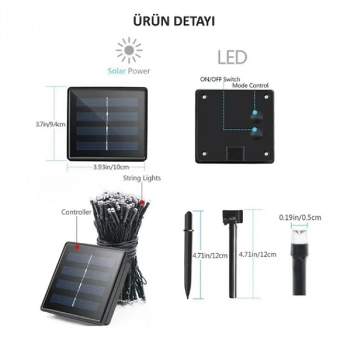 MDB Solar 100 Ledli 12 Metre Bahçe Aydınlatma