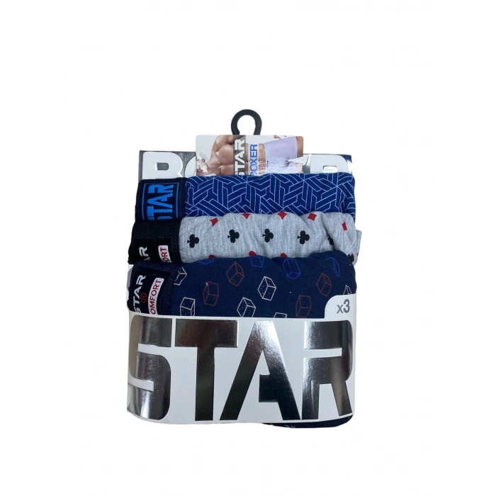 MDB Star 105 Desenli Jakar Erkek 3lü Kemer Boxer