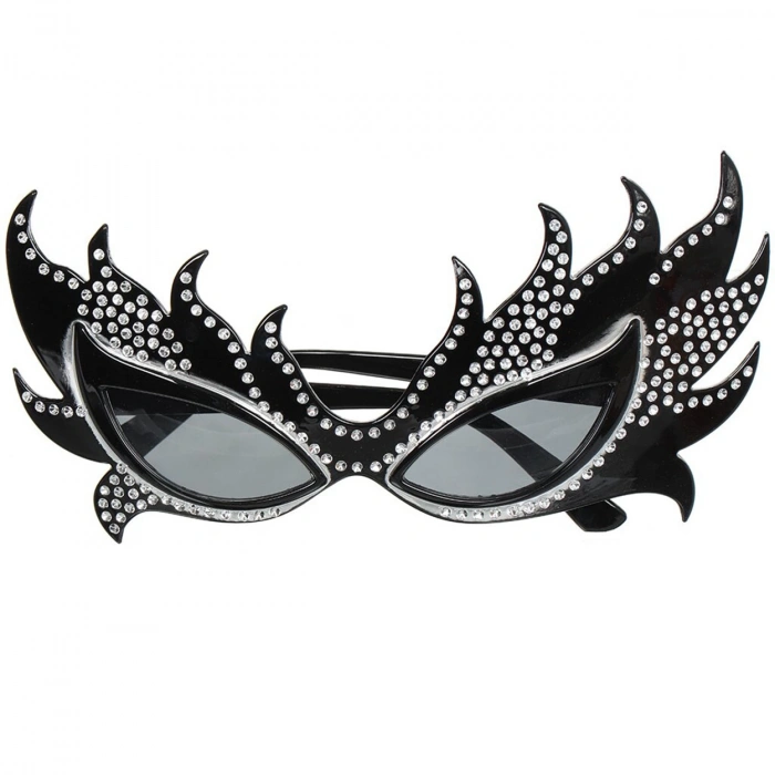 MDB Taşlı Siyah Alev Parti Gözlüğü