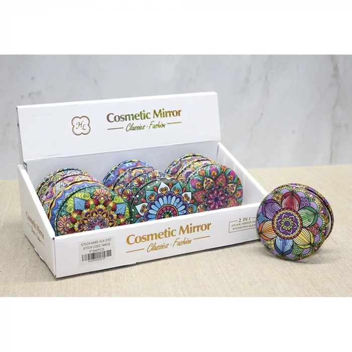 Taşlı Yuvarlak El Aynası Kalın