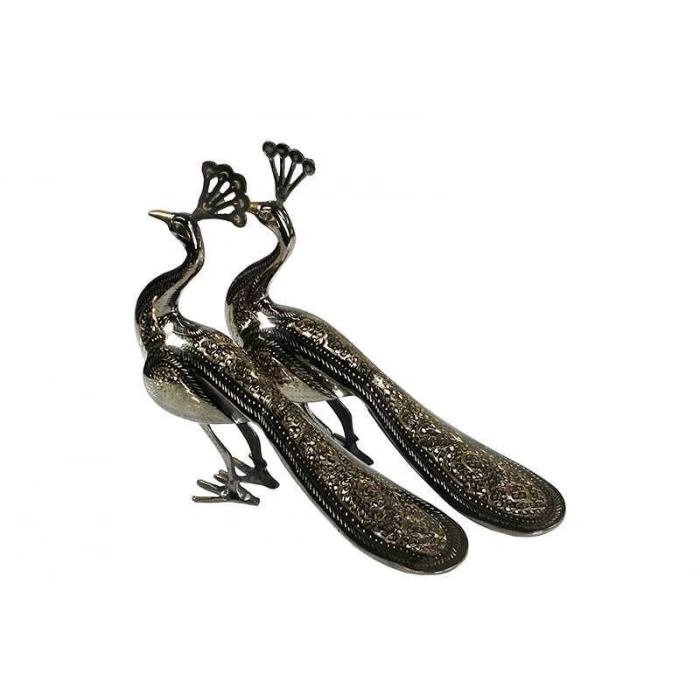 Tavuskuşu 2li Set Biblo Pirinç Dekoratif Hediyelik