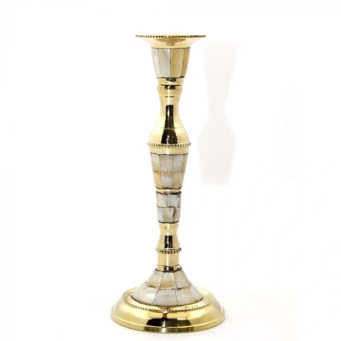 Tekli Pirinç Sedefli Şamdan