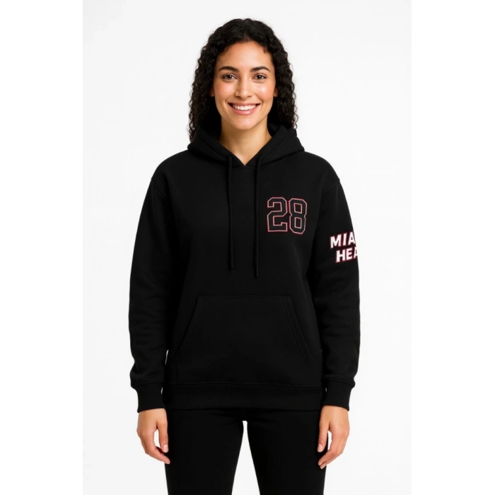 MDB Üç İplik Kapüşonlu Ön Ve Arka Baskılı weathirt Hoodie  iyah