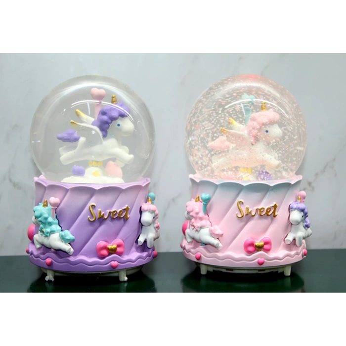 MDB Unicorn İçi Dönmeli Püskürtmeli Işıklı Müzikli Kar Küresi Büyük Boy