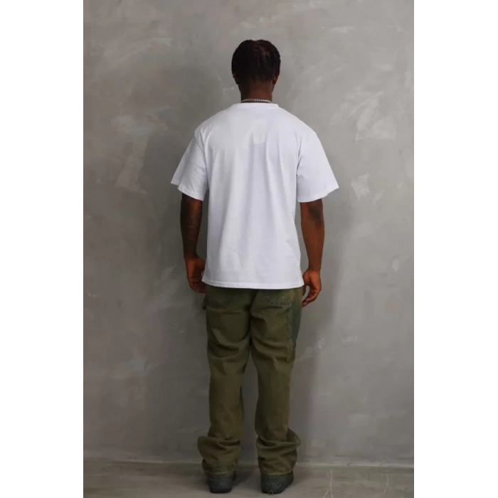 MDB Unisex Baskılı Oversize Thirt  Beyaz