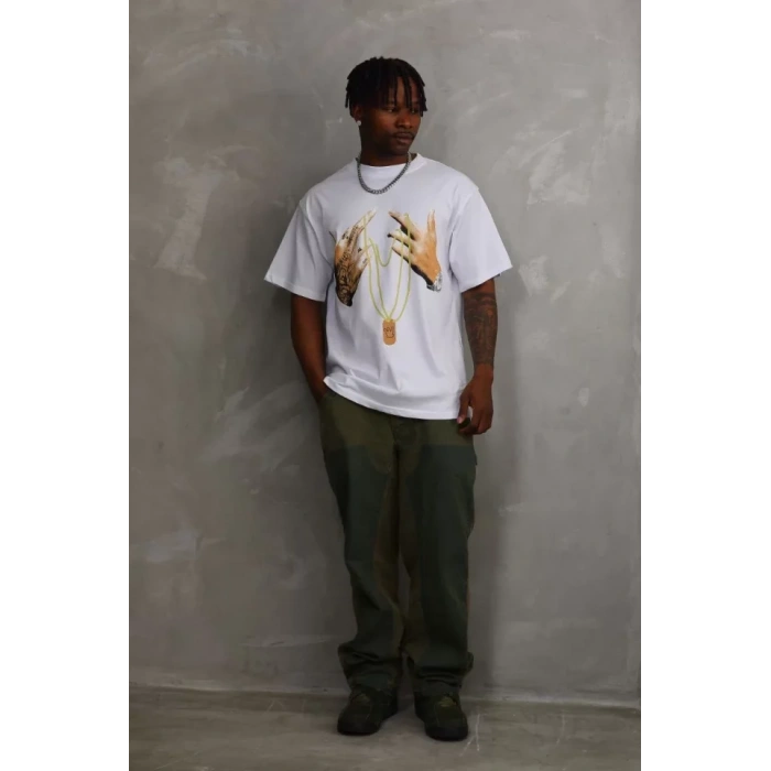 MDB Unisex Baskılı Oversize Thirt  Beyaz