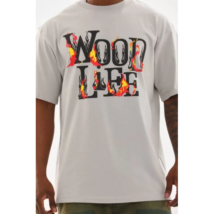 MDB Unisex Baskılı Oversize Thirt  Gri