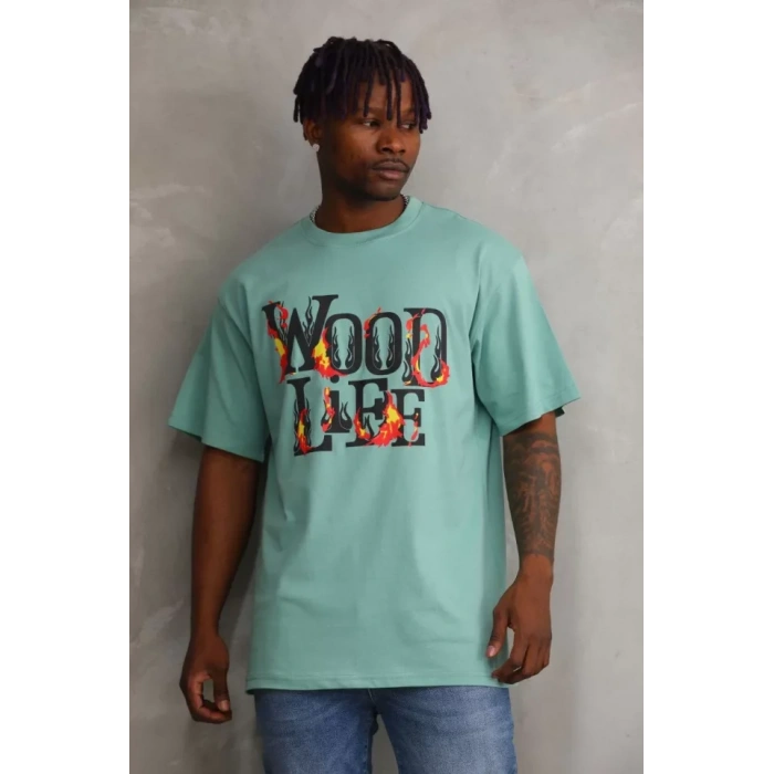 MDB Unisex Baskılı Oversize Thirt  int Yeşili