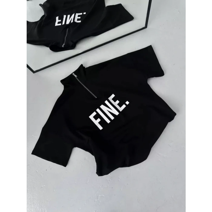 MDB Unisex Baskılı Yarım Fermuarlı Thirt  iyah