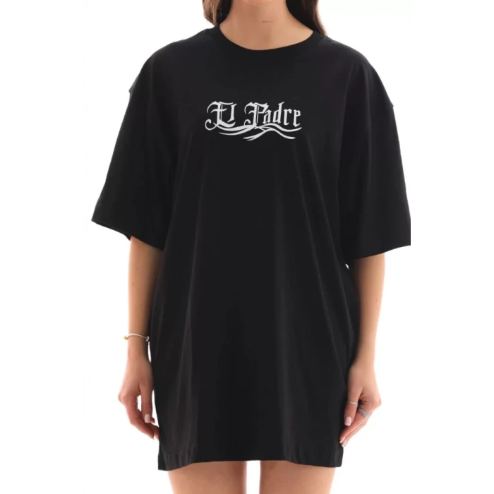 MDB Unisex Bisiklet Yaka Baskılı Oversize Thirt  iyah