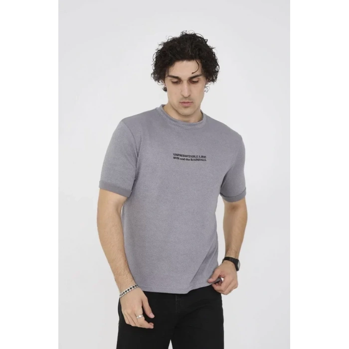 MDB Unisex Bisiklet Yaka lim Fit Thirt Gri