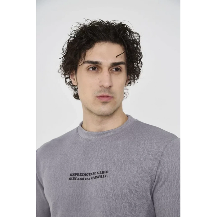 MDB Unisex Bisiklet Yaka lim Fit Thirt Gri