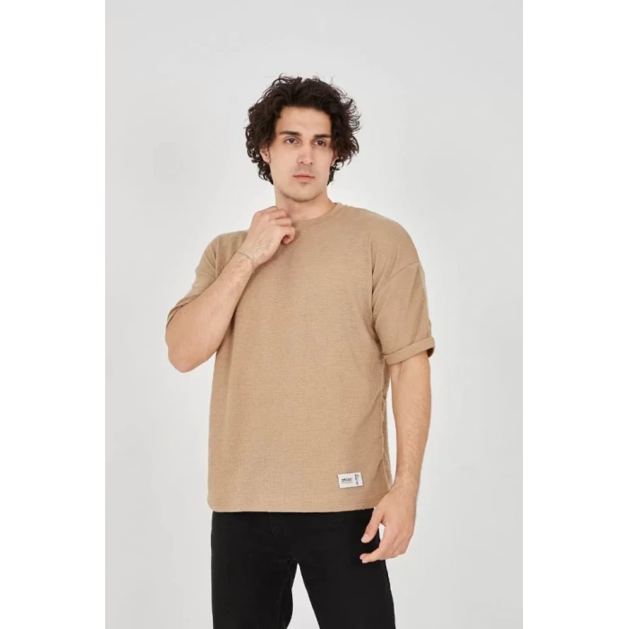 MDB Unisex Jakar Kumaş Rahat Kol Thirt  Kahverengi
