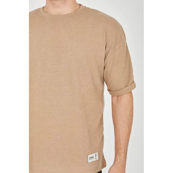 MDB Unisex Jakar Kumaş Rahat Kol Thirt  Kahverengi