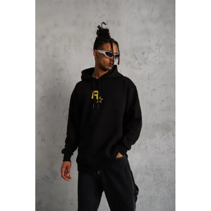 MDB Unisex Kapşonlu Baskılı weetshirt  iyah