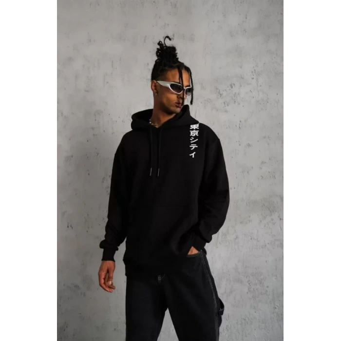 MDB Unisex Kapşonlu Uzun Kol Baskılı weetshirt  iyah