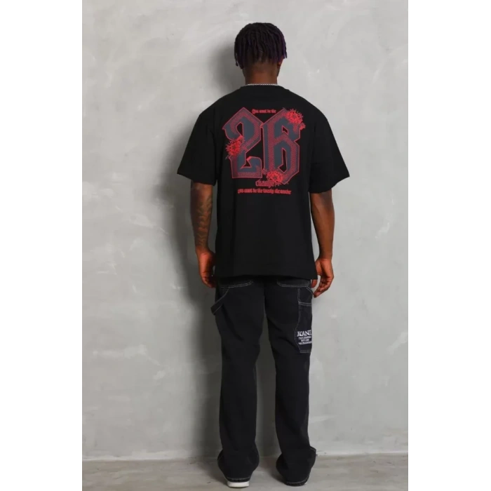 MDB Unisex Oversize Baskılı Bisiklet Yaka Thirt  iyah