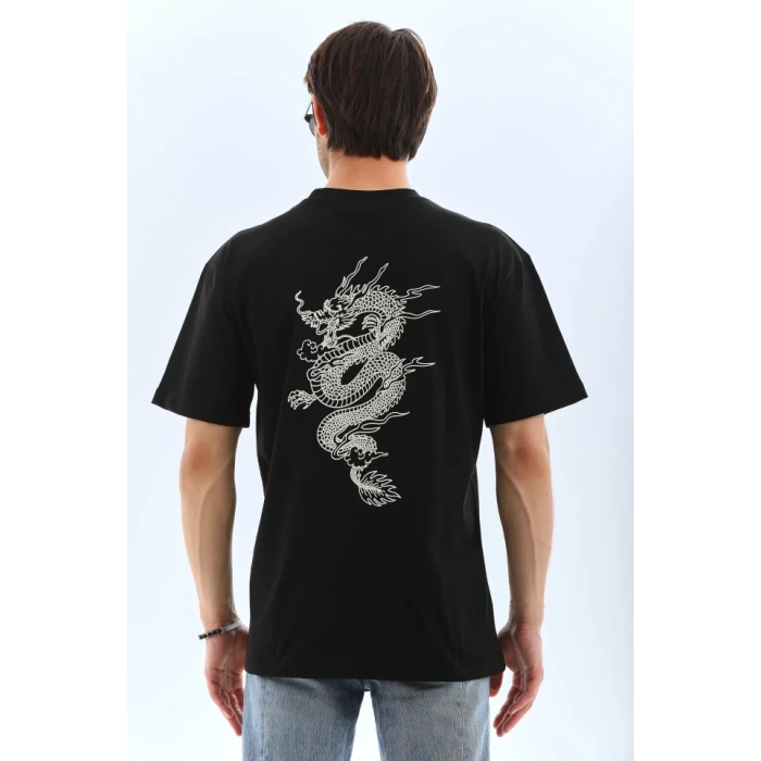 MDB Unisex Oversize Baskılı Bisiklet Yaka Thirt  iyah