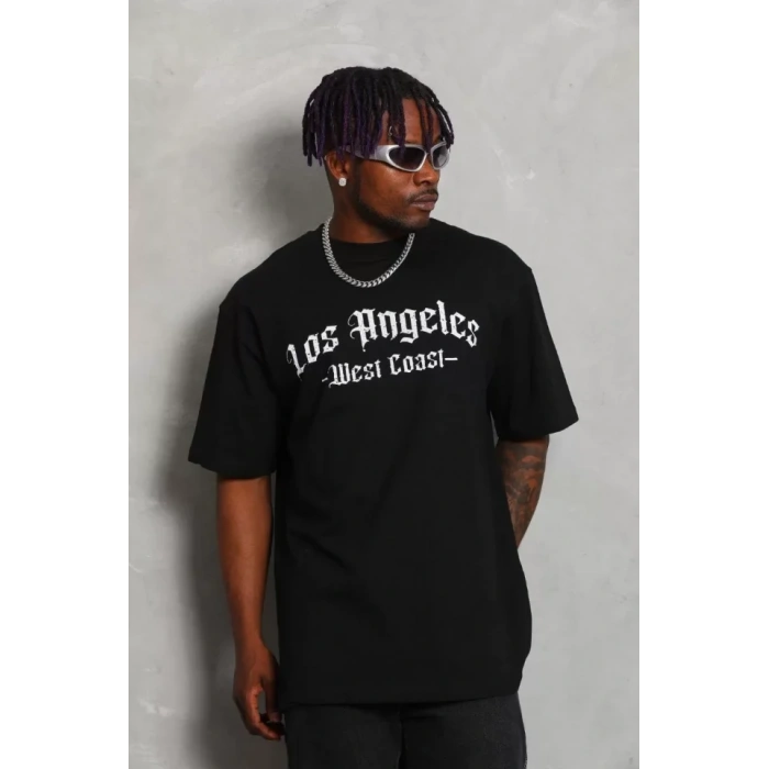 MDB Unisex Oversize Baskılı Bisiklet Yaka Thirt  iyah