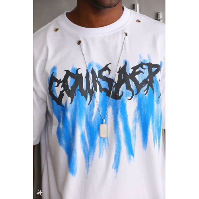 MDB Unisex Oversize Kolye Dahil Thirt  Beyaz