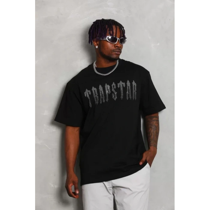 MDB Unisex Oversize Taşlı Bisiklet Yaka Thirt  iyah