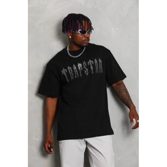 MDB Unisex Oversize Taşlı Bisiklet Yaka Thirt  iyah