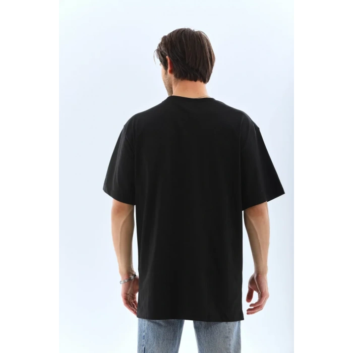 MDB Unisex Oversize Taşlı Bisiklet Yaka Thirt  iyah