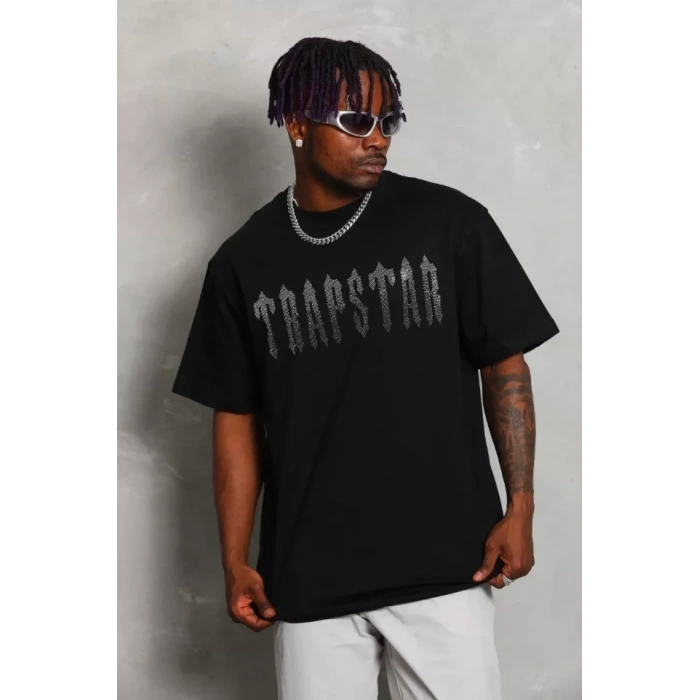 MDB Unisex Oversize Taşlı Bisiklet Yaka Thirt  iyah